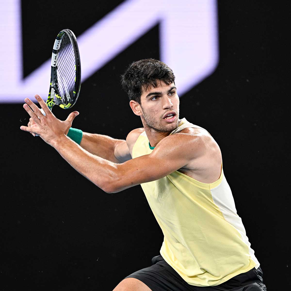 Carlos Alcaraz durante un partido de tenis