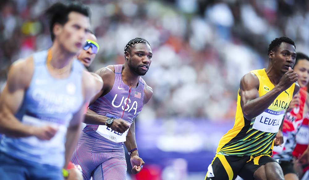 El atleta Noah Lyles durante la prueba de los 200m de los JJOO de París 2024